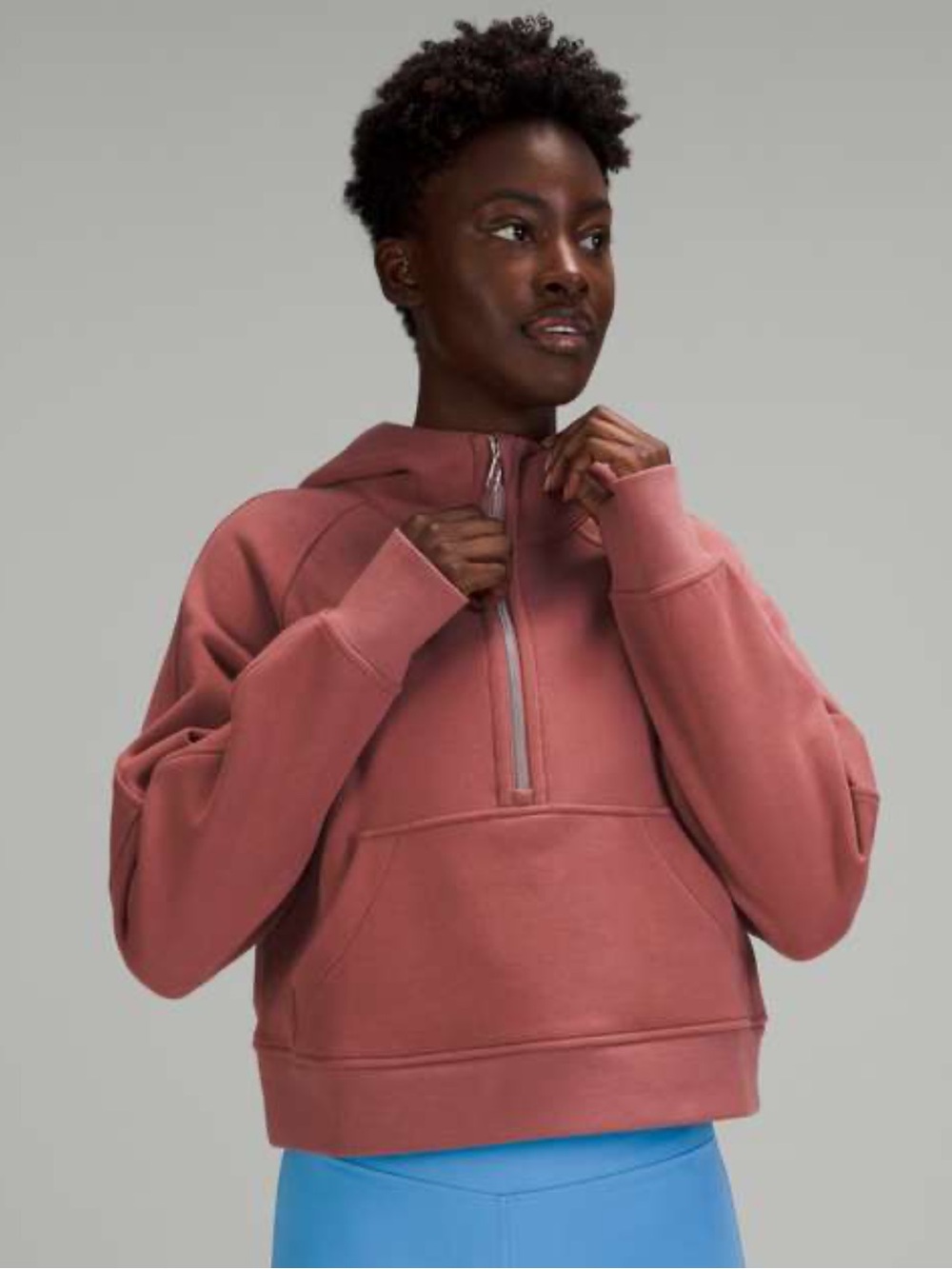 Lululemon Scuba Oversized Half-Zip Fleece Hoodie M/L Orange Active Thumbholes